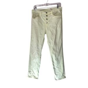 AG‎ Adriano Goldschmied Citrus Green The Isabelle Button Up Crop Jeans Size 29